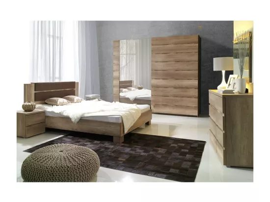 Armoire, garde robe ROMI deux portes coulissantes 200 cm, coloris dab canyon. Meuble design