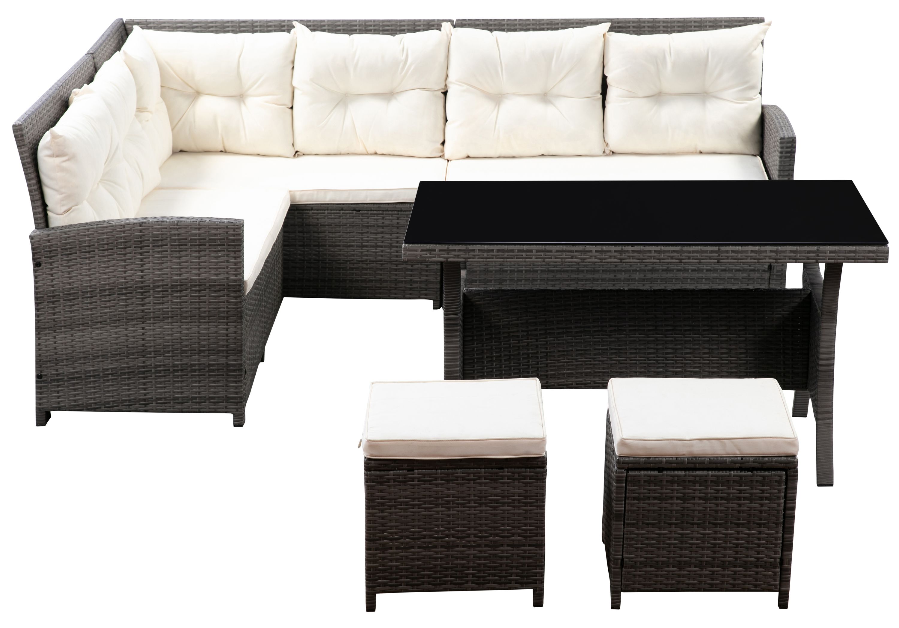 Rattanlounge CANNES grau/beige
