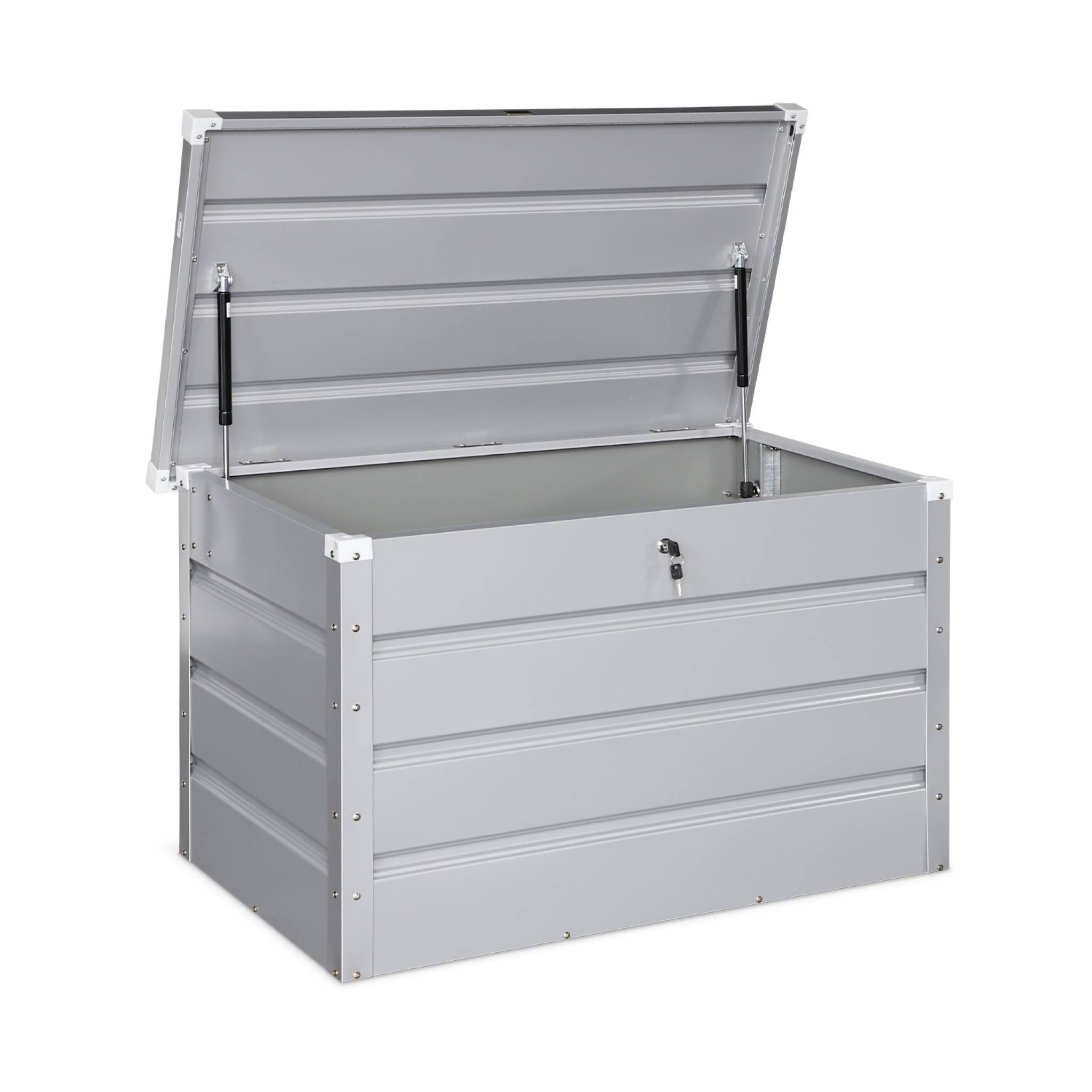 Coffre de jardin en métal -dallas - 285l gris aluminiun