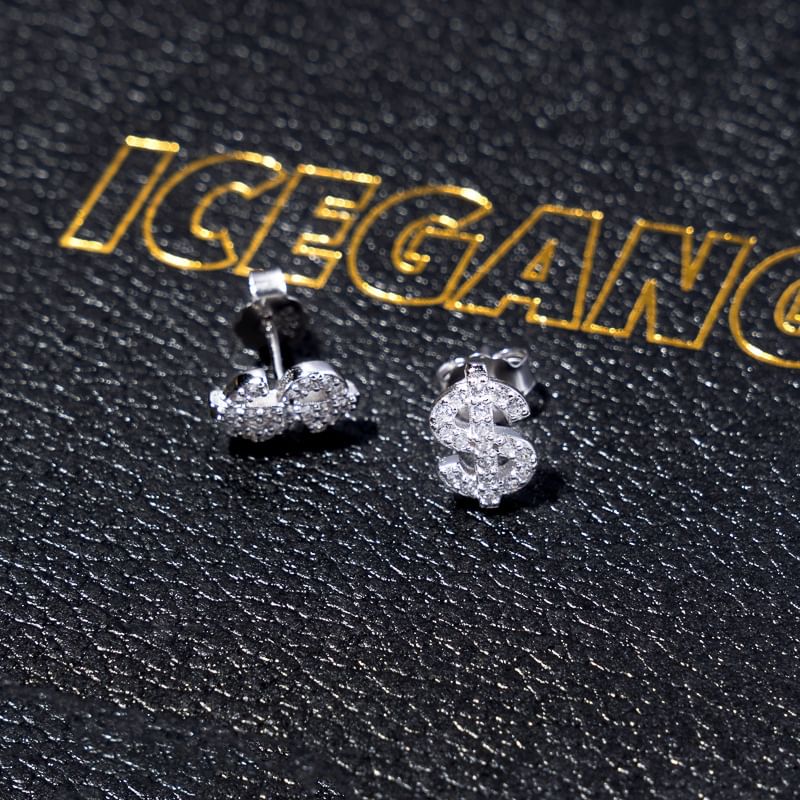 Tinseltown - Dollar Sign Rhinestone roestvrijstalen oorknop