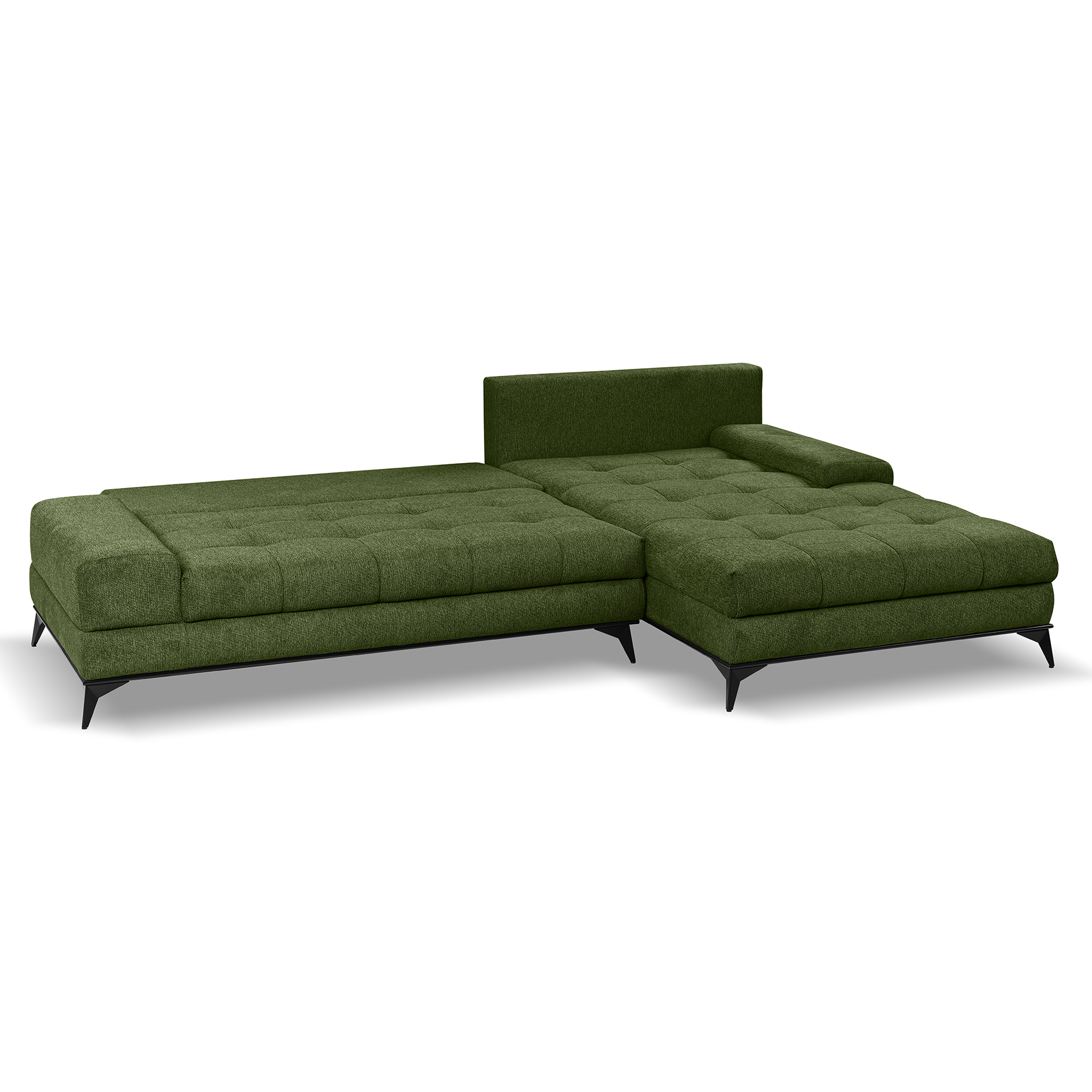 Ecksofa - grün- Liegefunktion und Staukasten - Longchair rechts