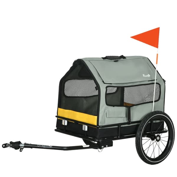 Hundehenger 3-I-1 Pet House & Cargo Trailer, Hundesykkelhenger Med Reflektorer For Små Hunder Opptil 10 Kg, Oxford, Grå