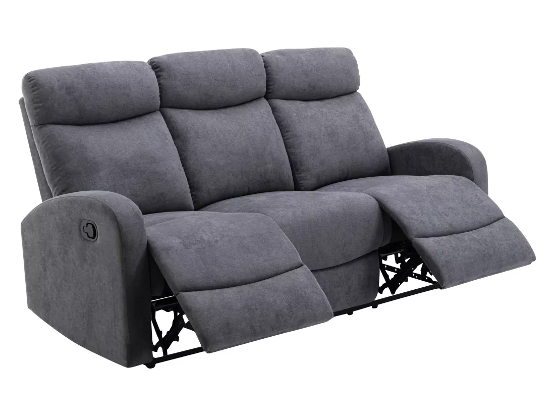 Canapé 3 places relax en tissu gris EVELYN