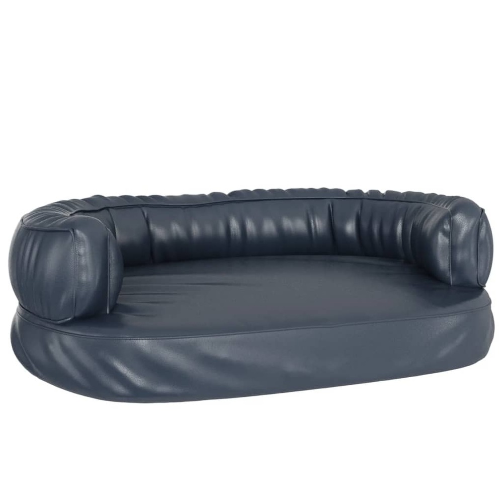 Lit pour chien ergonomique mousse bleu foncé 75x53cm similicuir
