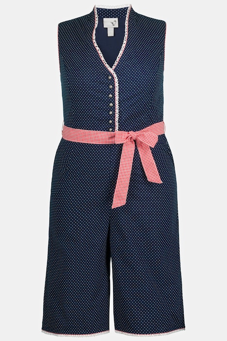 Trachten-Jumpsuit, Pünktchen, Spitze, weites Bein