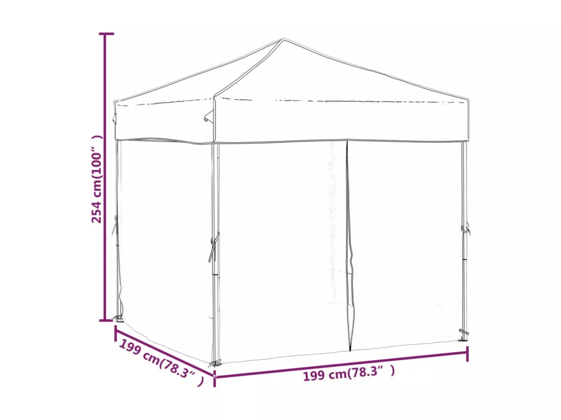 Tente de réception pliable avec parois Bleu 2x2 m