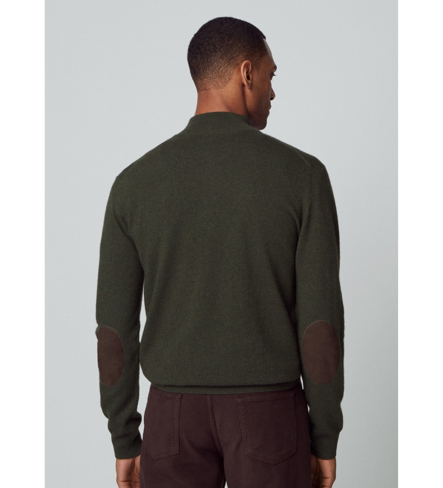 Hackett Jersey Merino Cash Mix Hzip Verde Escuro
