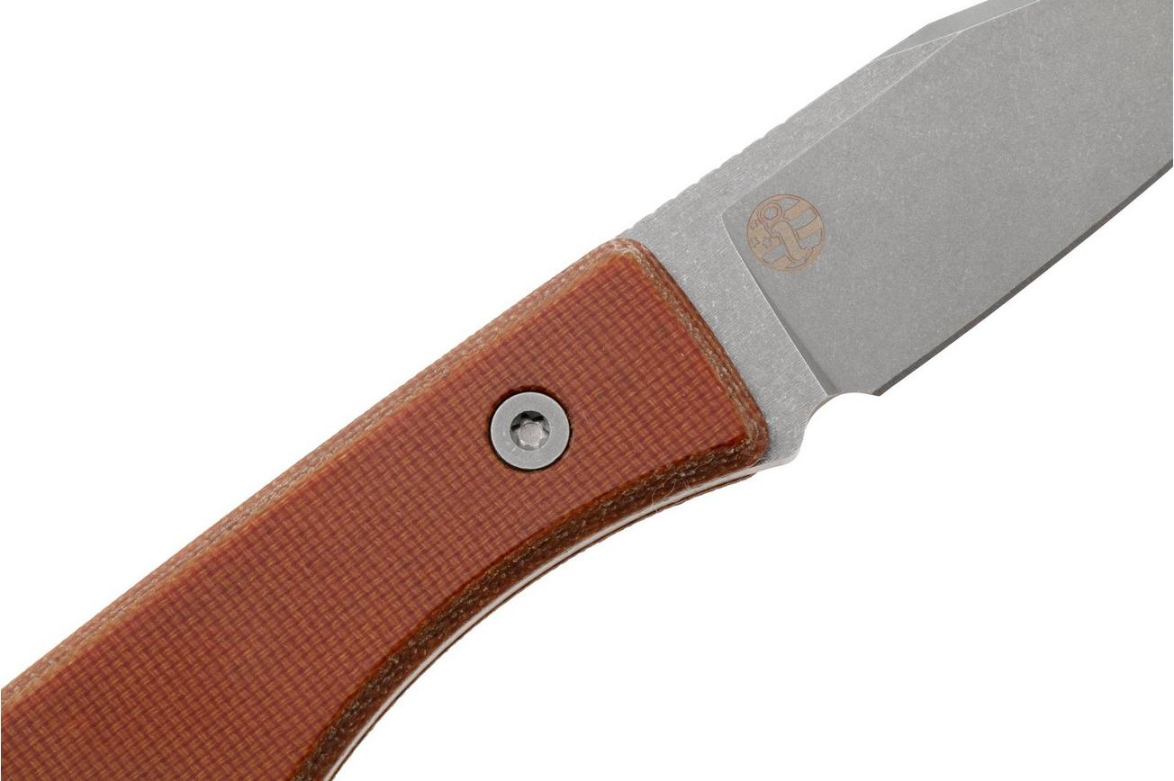 Big Idea Design USA Lookout USA-LO-NAT-MGN, Stonewashed CPM MagnaCut, Natural Micarta vaststaand mes, Mak Kelsay design