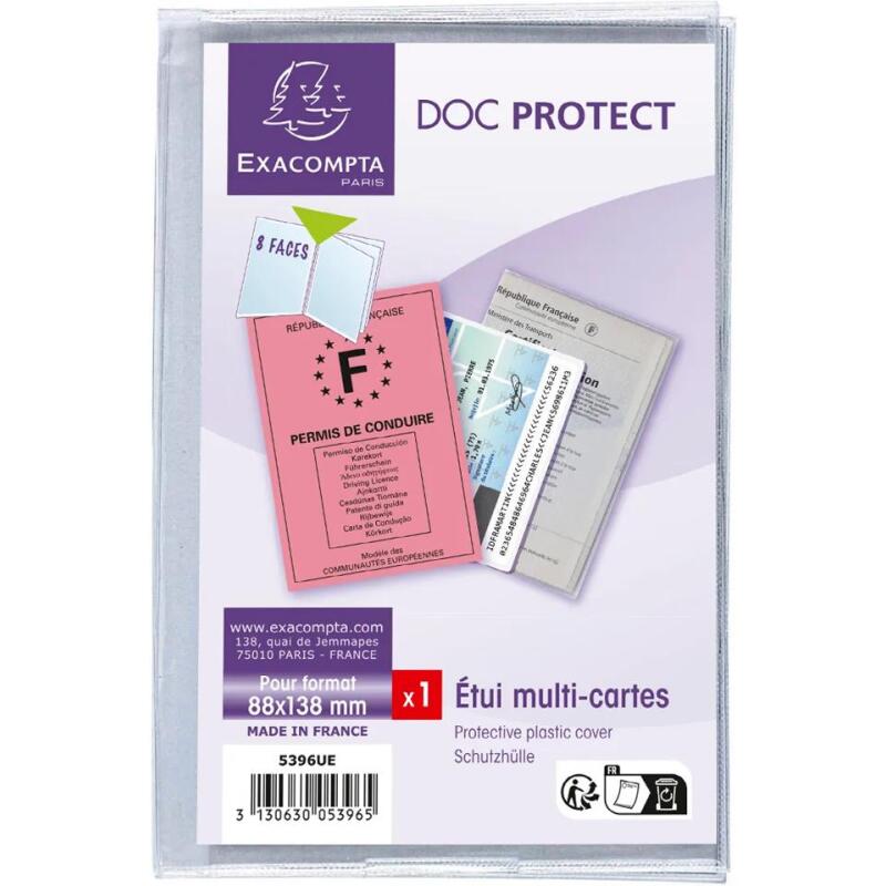 Etui de protection multi-cartes 4 volets PVC lisse 20/100e - Cristal