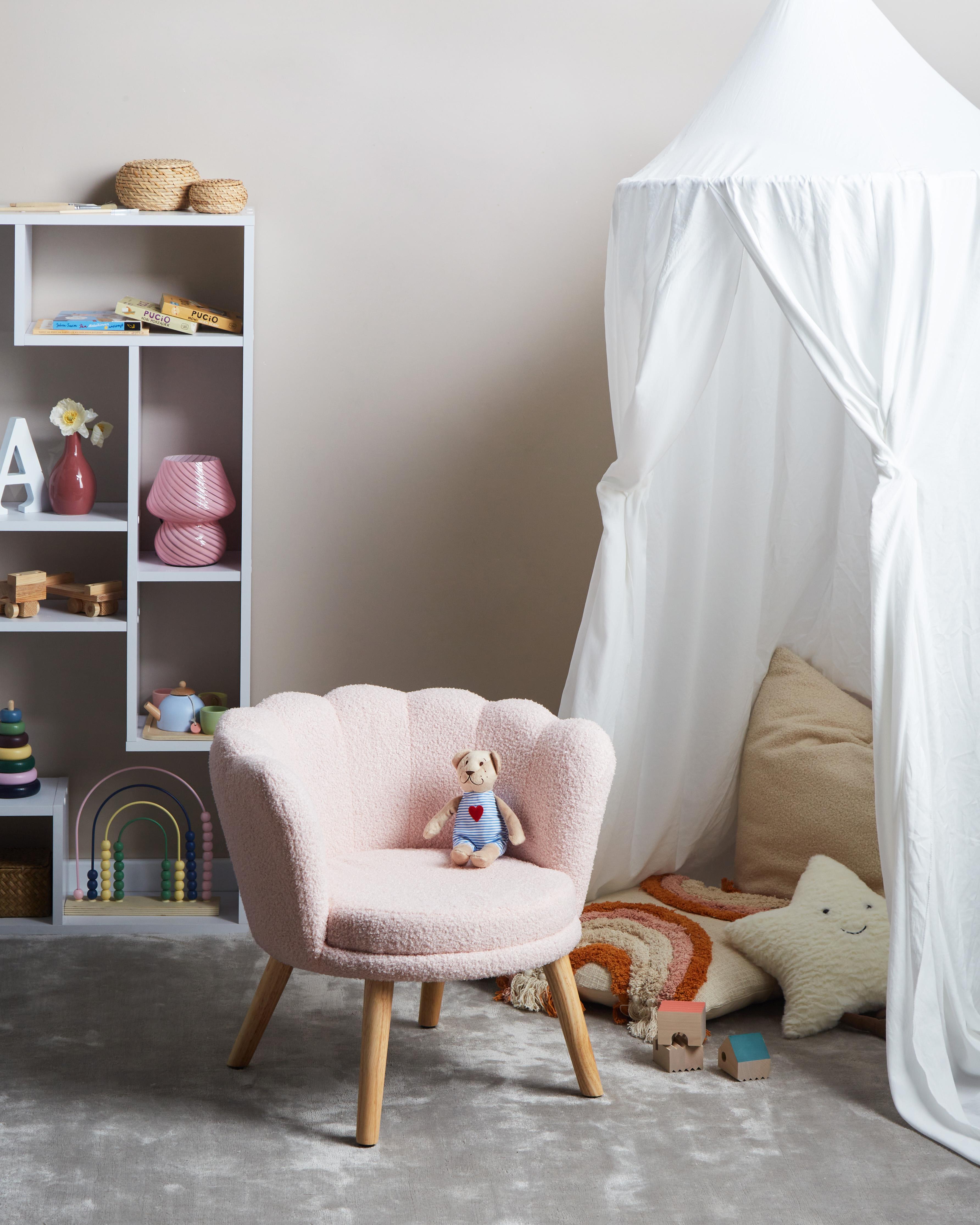 Kinderfauteuil HALBY Bouclé Pastelroze