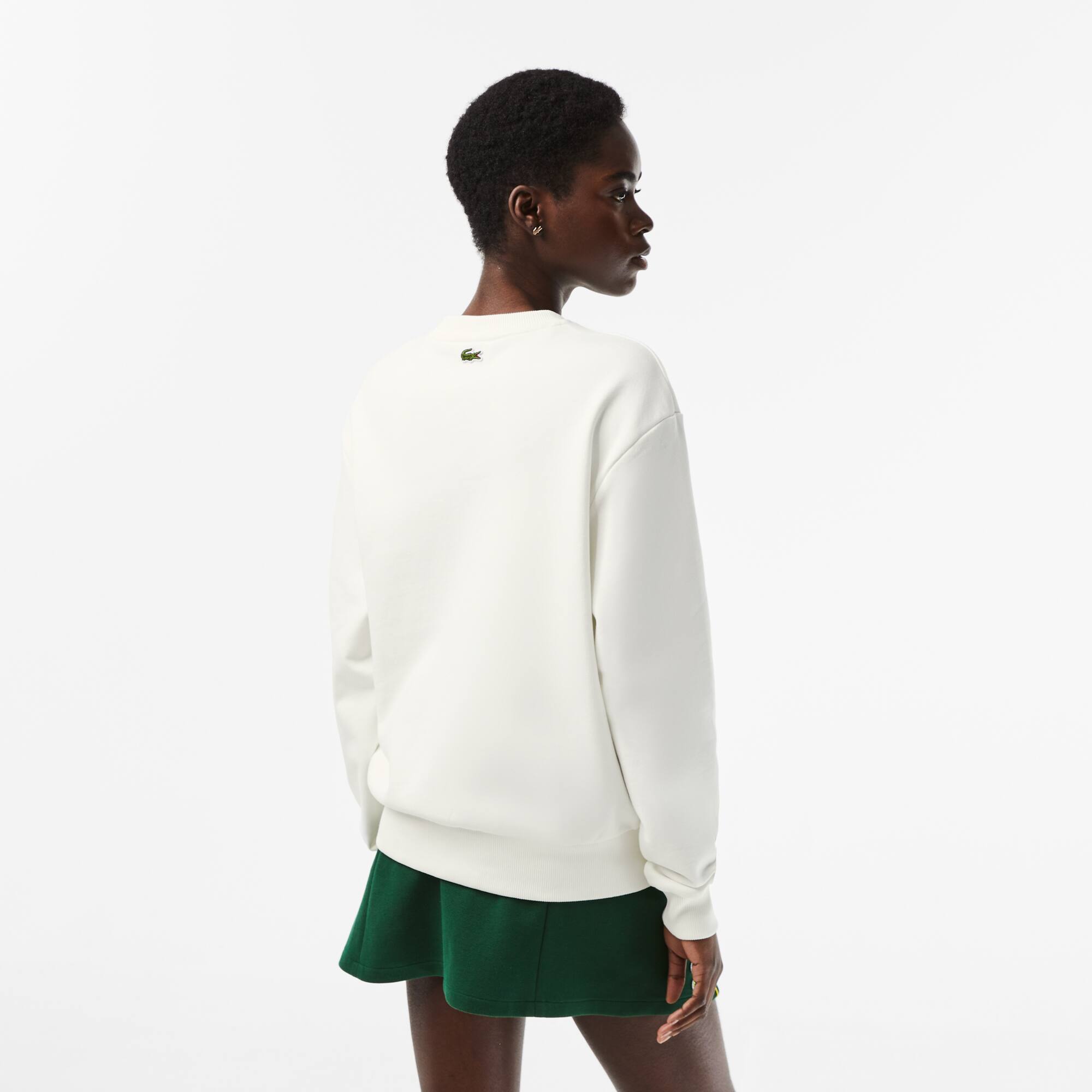 Damen LACOSTE Sweatshirt mit Rundhals und Tennisnetz-Aufdruck Sweatshirts - Weiss - Lacoste - Damen