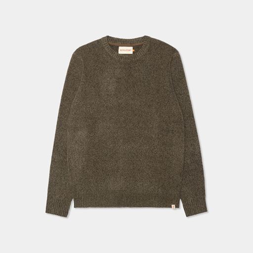 Revolution Crewneck Striktrøje, Brown, M