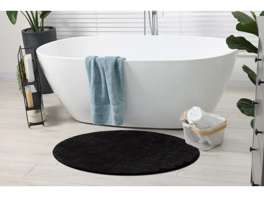 Tapis de salle de bain SANTA cercle plaine, antidérapant, doux - noir cercle 100 cm