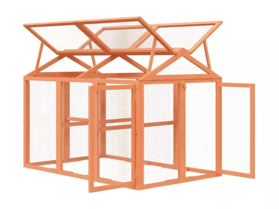 Enclos animaux marron 141x94x104 cm bois massif de pin