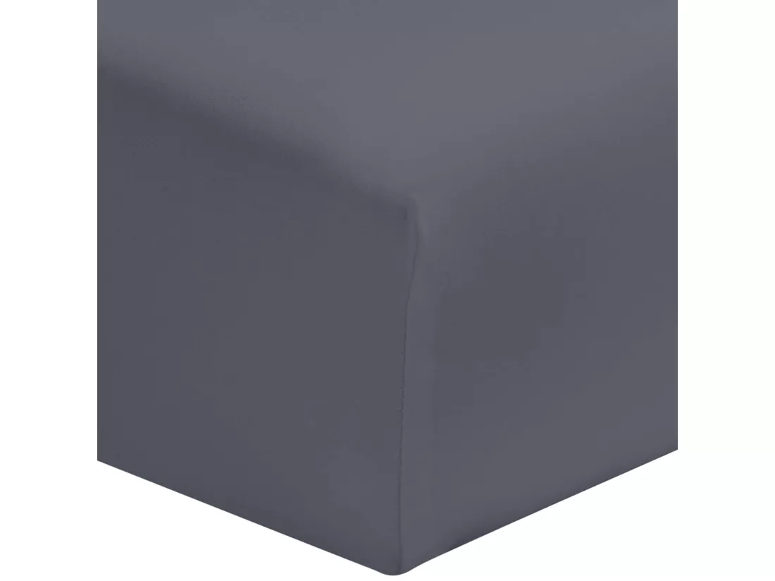 Drap housse percale gris ardoise bonnet 30 cm 140x200