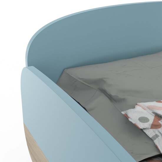 Firmiana Lit Bébé 70 x 140 + Kit évolutif inclus   Bleu Orage / Bois Naturel        de               CBA Meubles