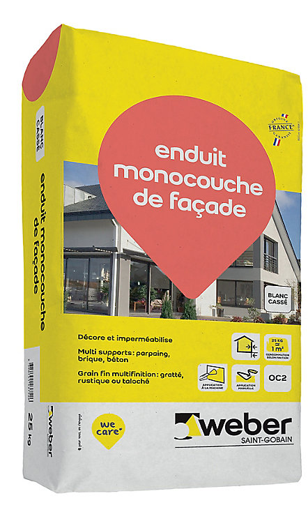 Enduit de facade monocouche - ton blanc cassé 25 kg