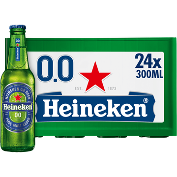 Heineken Premium Pilsener 0.0 Bier Fles Krat 24 x 300ml