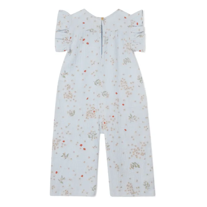 garbo&friends Combinaison Fleurie Mousseline de Coton | Bleu ciel