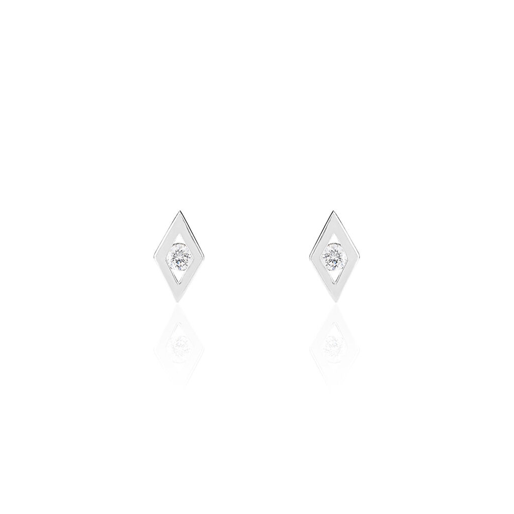 Boucles D'oreilles Puces Eirena Or Blanc Diamant