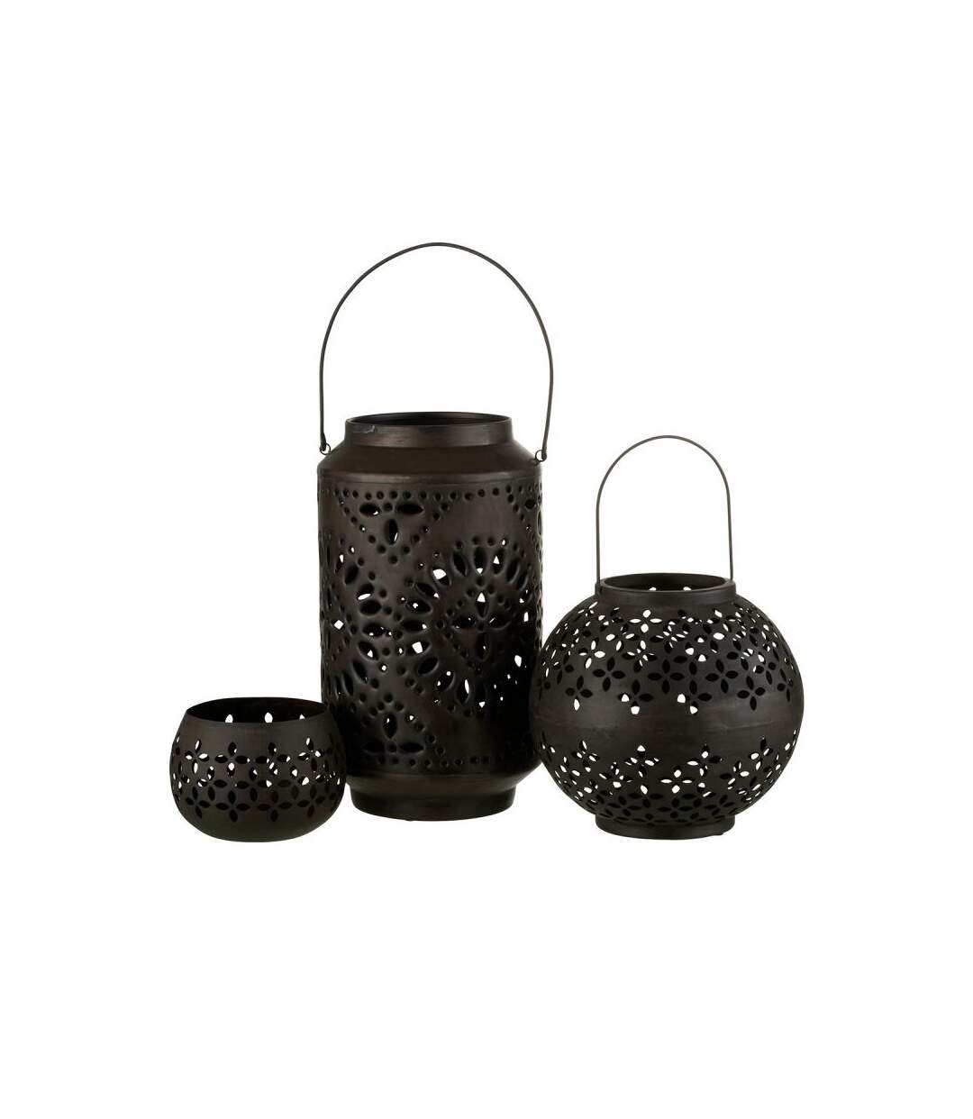 Paris Prix - Lanterne Ronde Métal sévilla 30cm Noir Mat