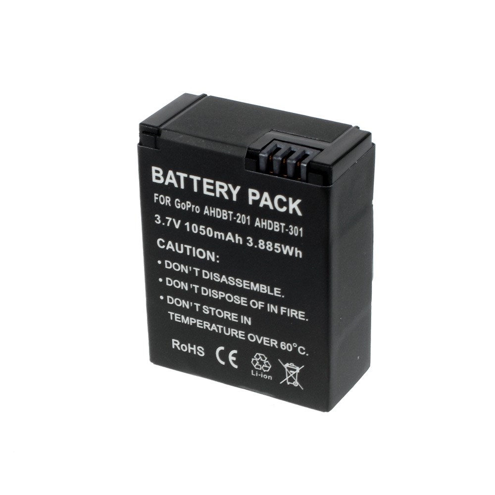 GoPro Hero 3 / 3  Dual USB Ladegerät   4 Ersatzakkus AHDBT-201 / 301 - 3.7V / 1050mAh