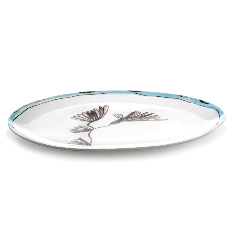 Serax Midnight Flowers by Marni Camelia Aubergine serveerschaal 46,5x30
