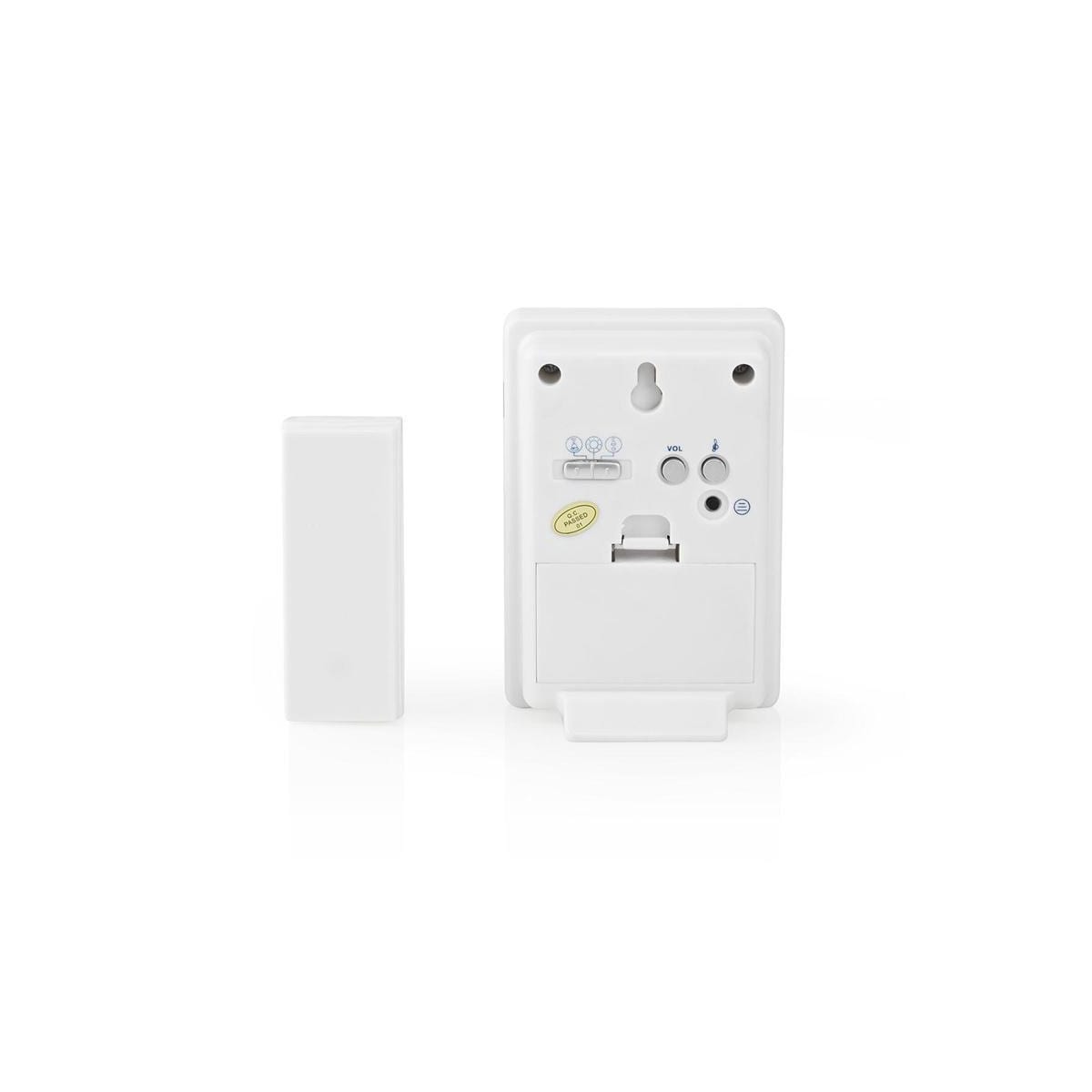 Nedis Trådløs ringeklokke Set | Batteri drevet | 3 V DC | 1x CR2032 | Volum: 80 dB | Signalområde (siktelinje): 300 m | IP44 | 36 Melodier | 1 Mottaker | Hvit