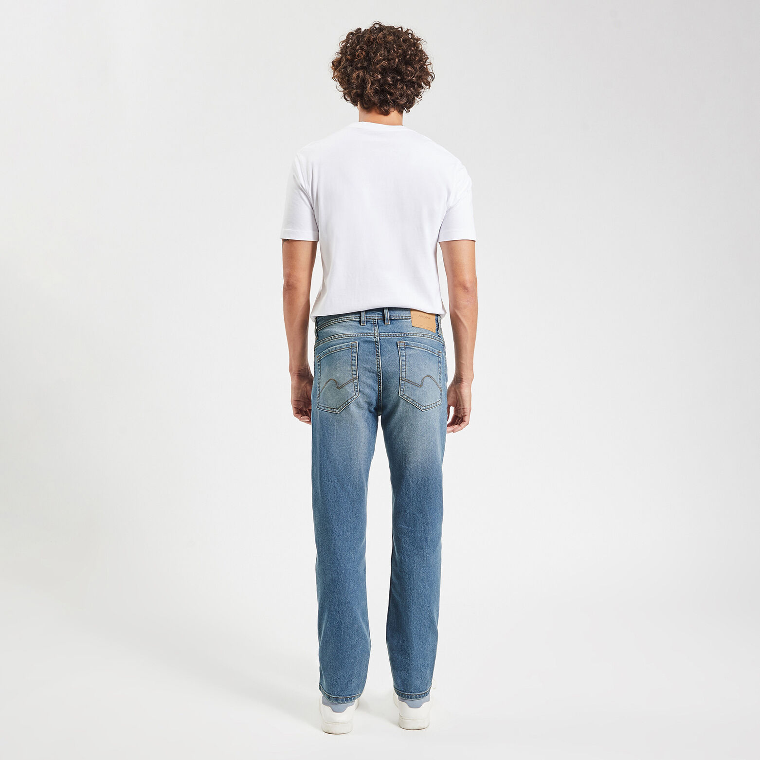 Jean straight en coton et polyester recyclés Bleu