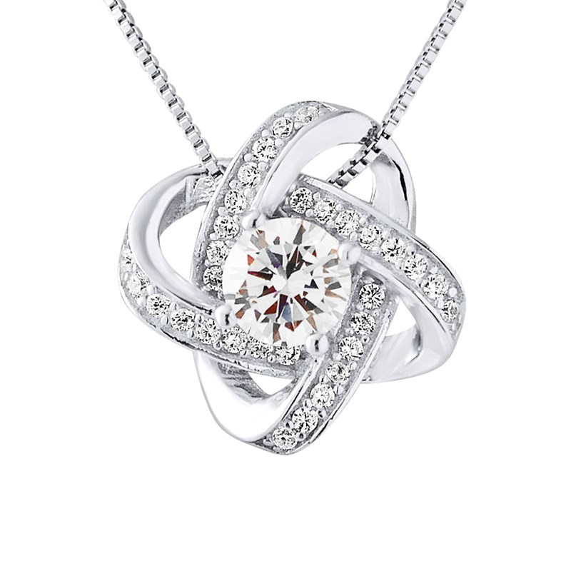 Pendentif NOEUD - Oxydes de zirconium - Argent 925