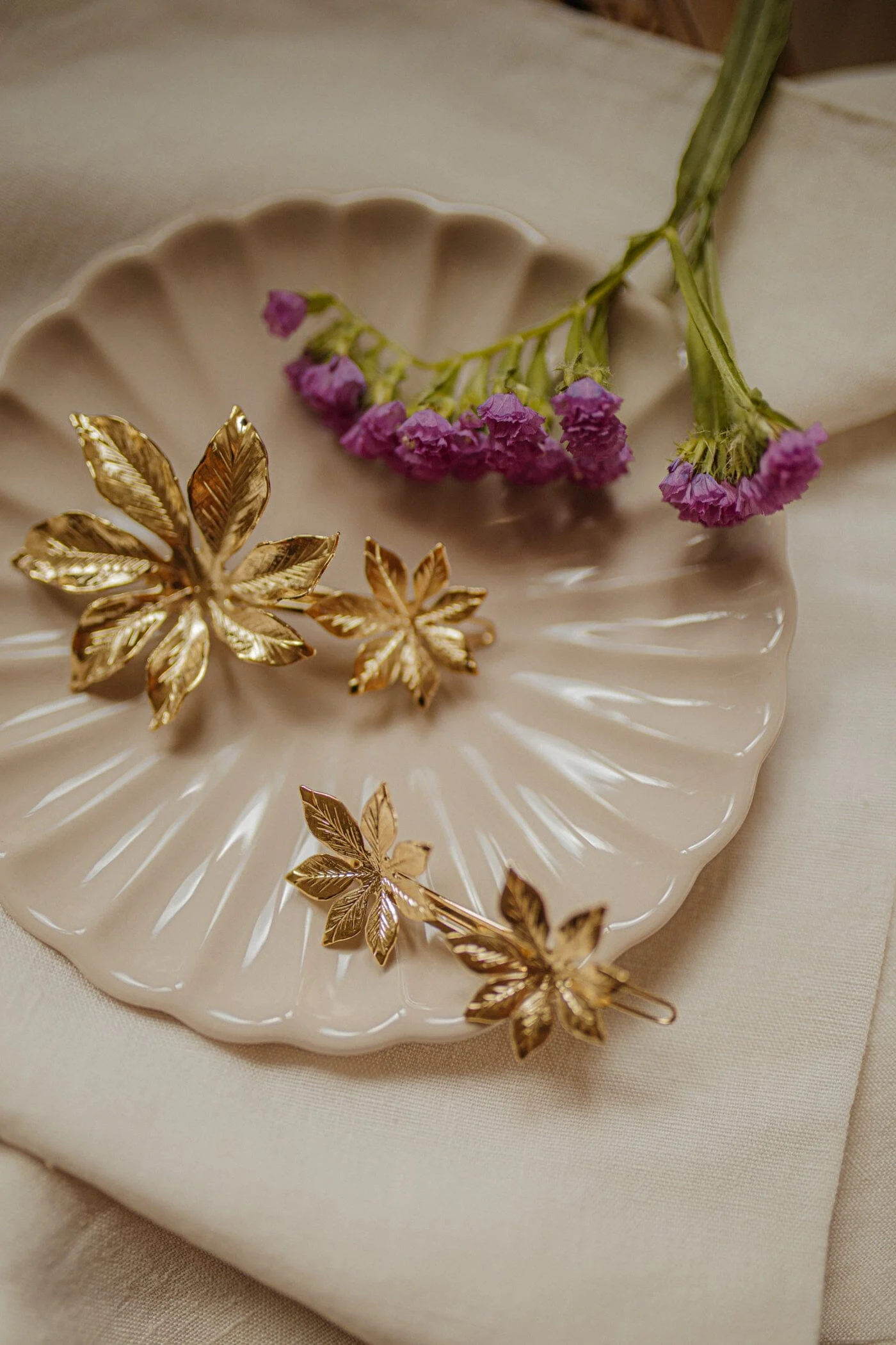 CHLORIS - Barrette fleurs plaqué argent | Doré
