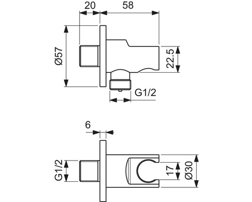 Wandbeugel met slangaansluiting Ideal Standard Idealrain Atelier 1/2