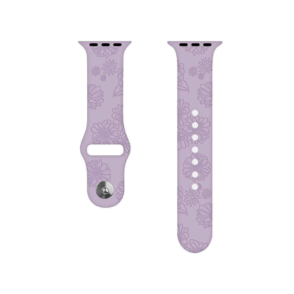 Apple Watch (42/41/40/38 mm) Silikon Sport Armband Sonnenblumen Muster (Gelenkumfang: 155-200mm) - Lila