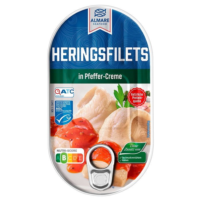 ALMARE SEAFOOD Heringsfilet 200 g, Pfeffer