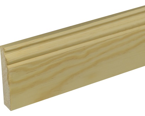 Plint van sparrenhout/grenenhout, gelakt, rond, knoestvrij, 18 x 96 x 2400 mm