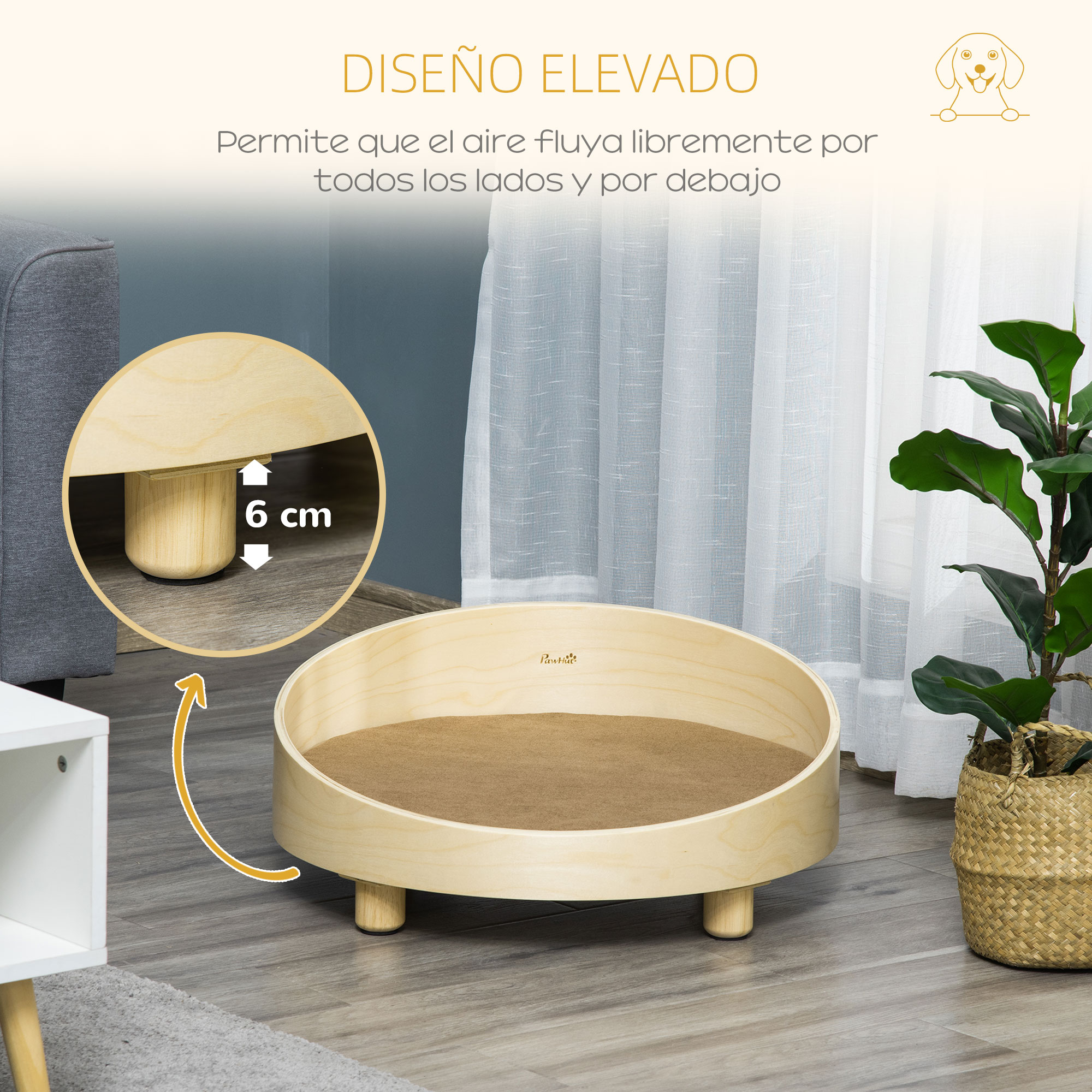 Cama de madeira PawHut para cães e gatos