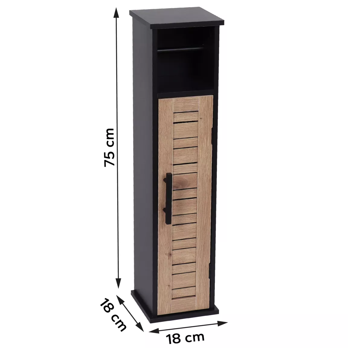 Meuble dérouleur papier toilette avec réserve (H75 cm) Bergen Noir