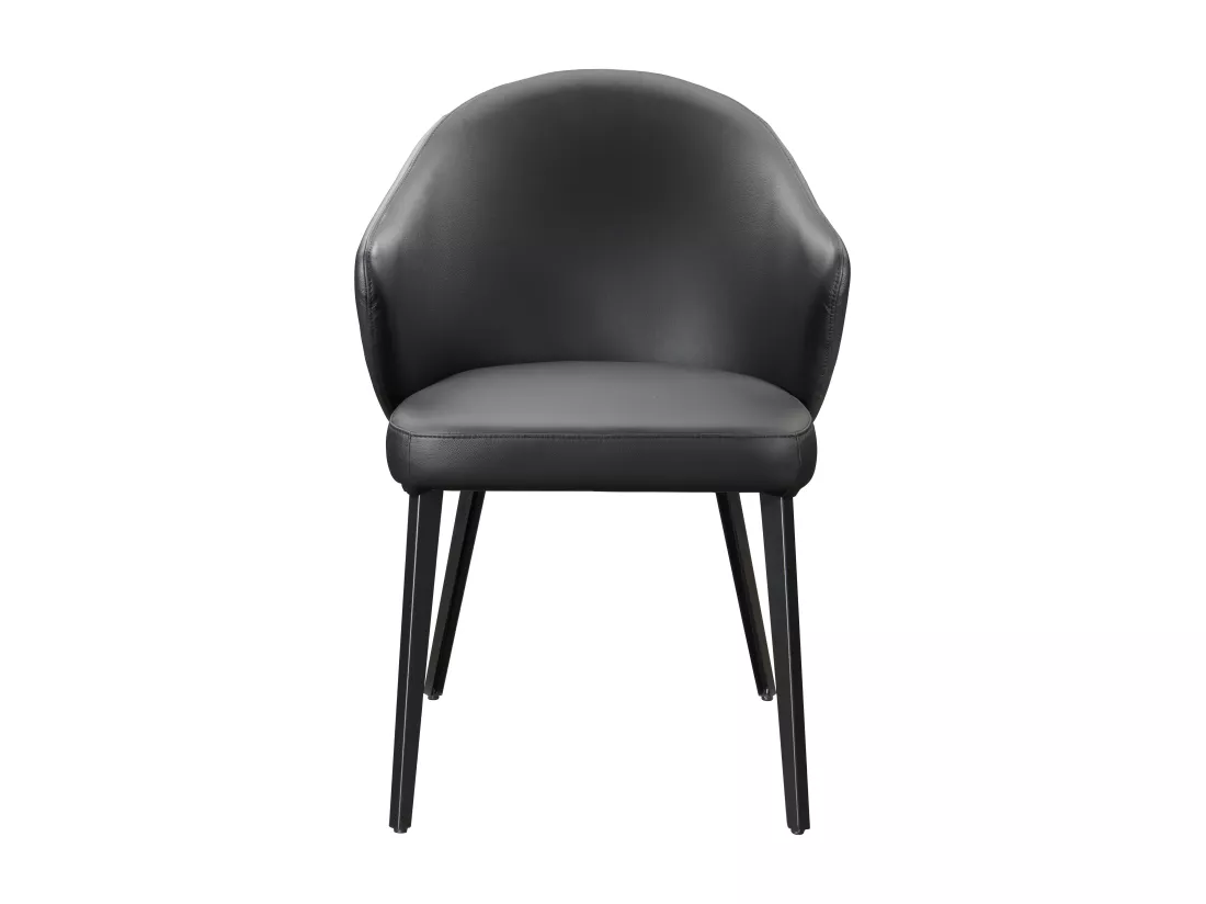 Lot de 6 chaises avec accoudoirs en cuir et acier - Noir - MIBELLY de Maison Céphy