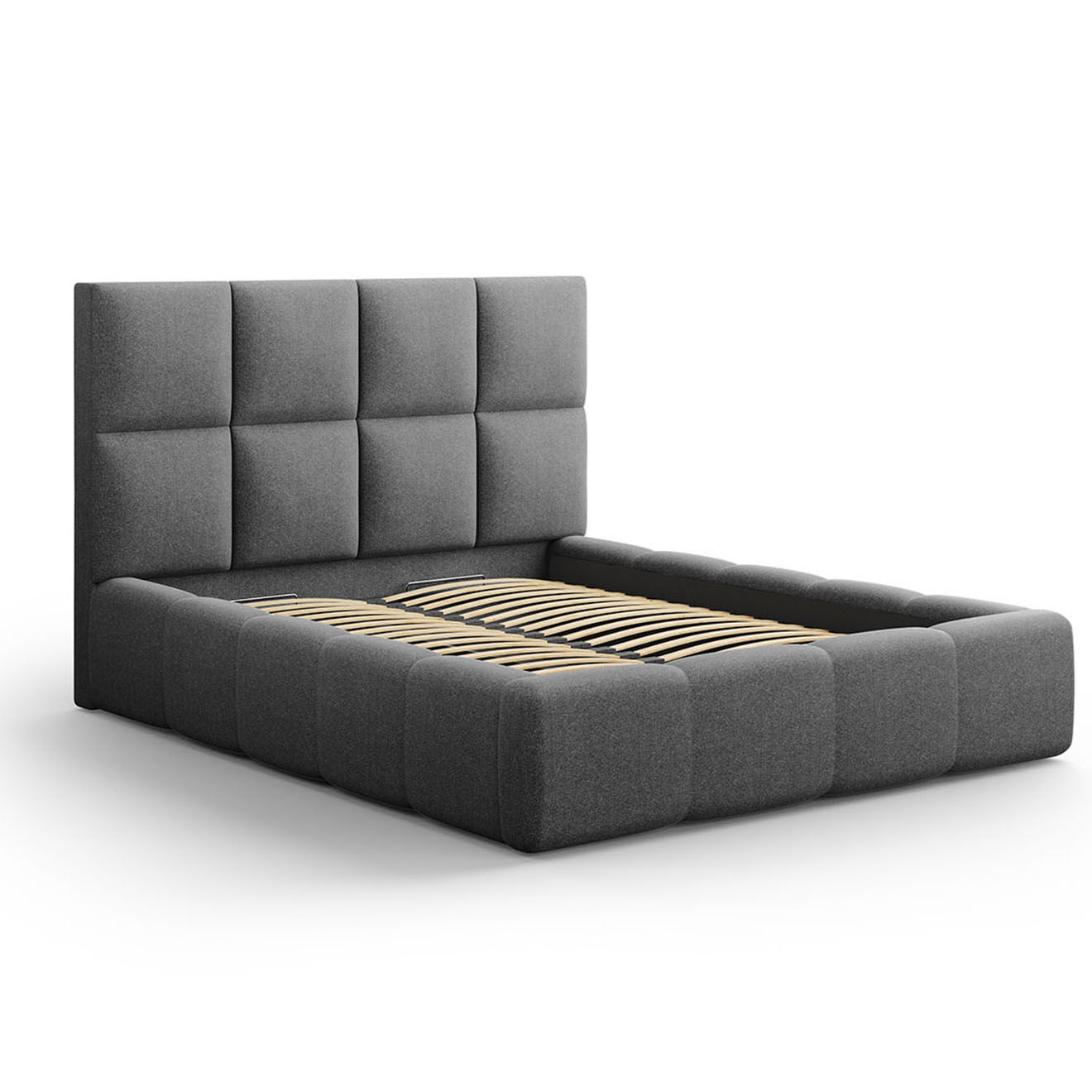 Maison Héritage Lit avec coffre de rangement Isa gris foncé - 230x205x125 cm