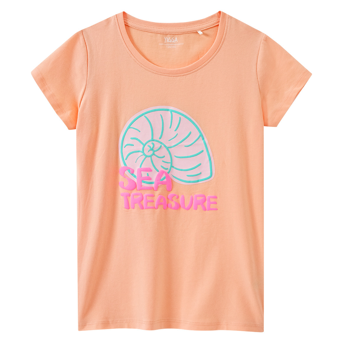 Yigga Mädchen T-Shirt mit Puff-Print hellorange