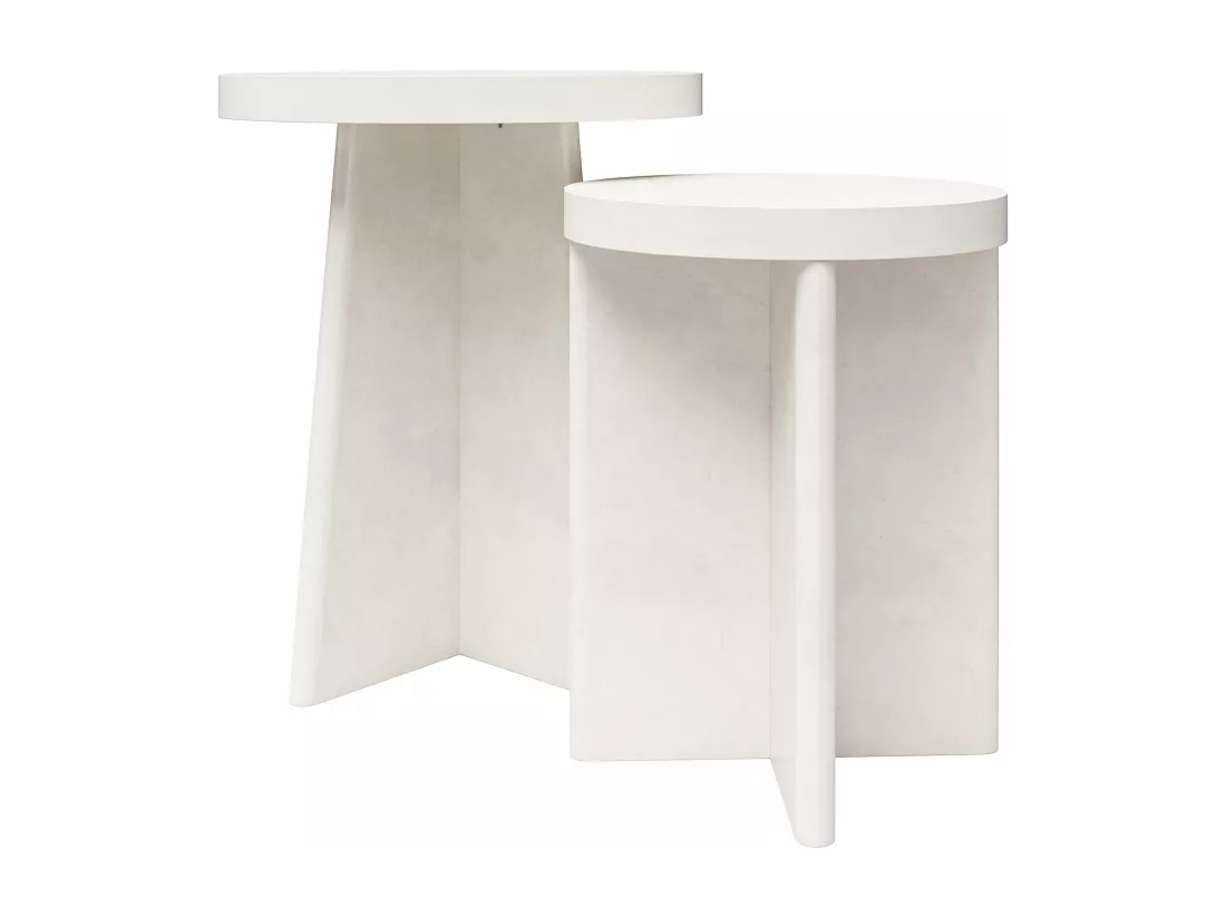 Liam | Table d'appoint set de 2 en aspect plâtre crème