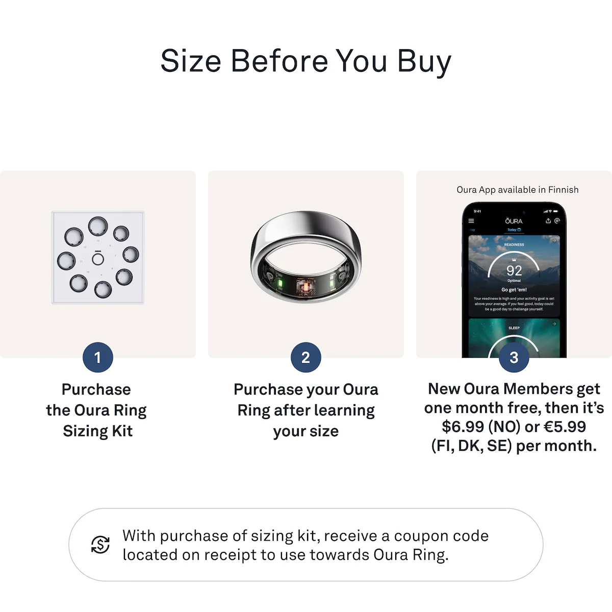 Oura-ring Gen3 Horizon smartring størrelse 7 (Silver)
