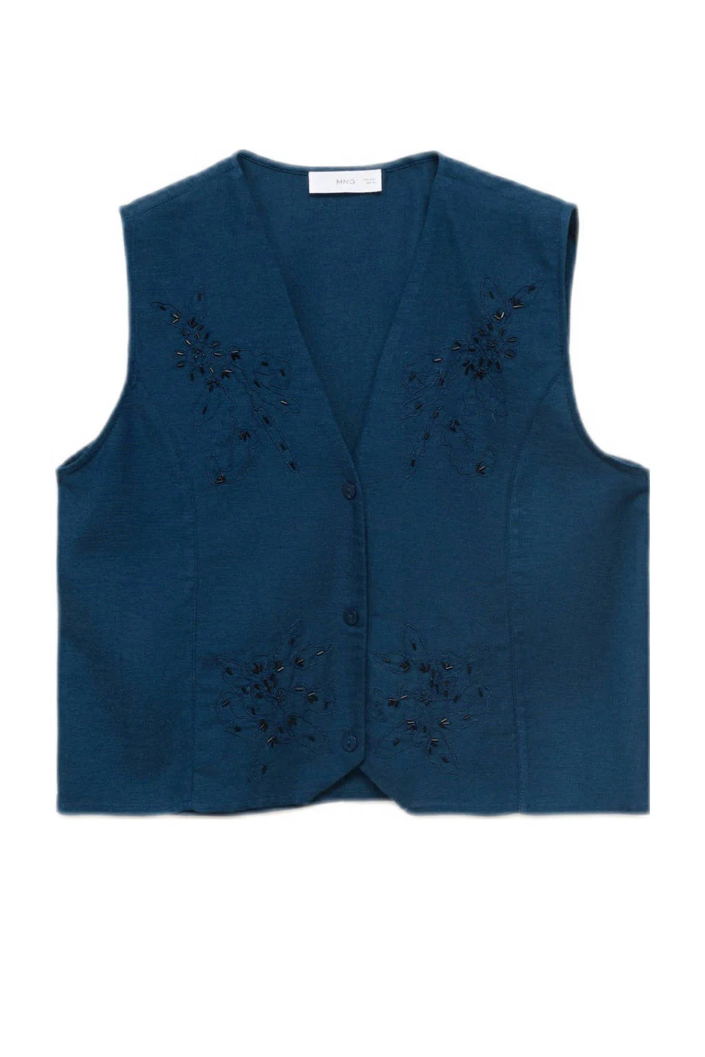 MANGO TEEN gilet met linnen donkerblauw