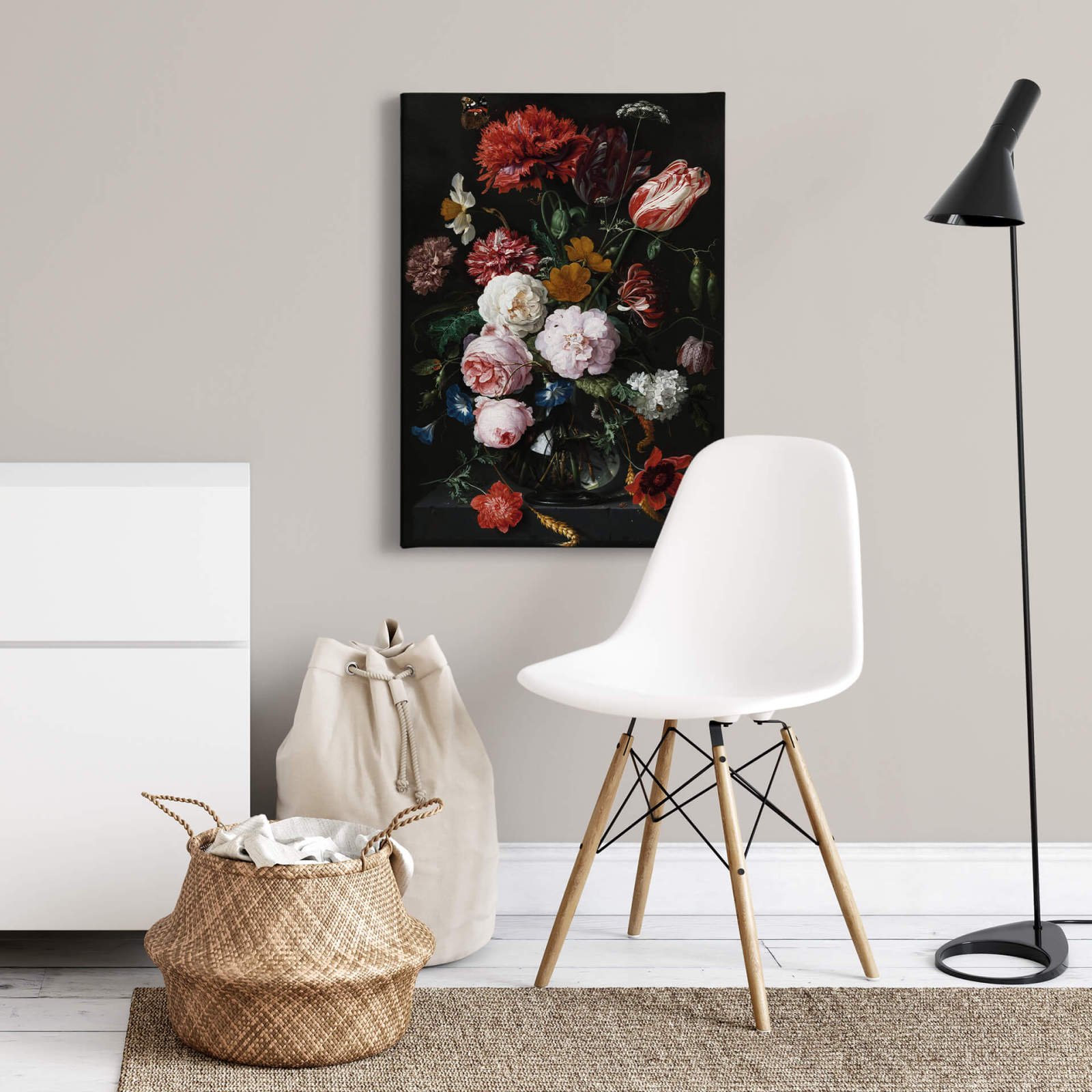 Leinwandbild BLUMEN IN DER VASE - schwarz-bunt - 50x70 cm