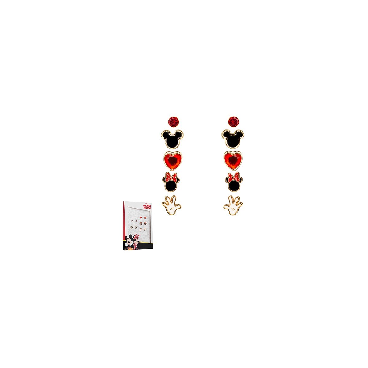 Lot de 5 paires de boucles d'oreilles Disney - Mickey et Minnie