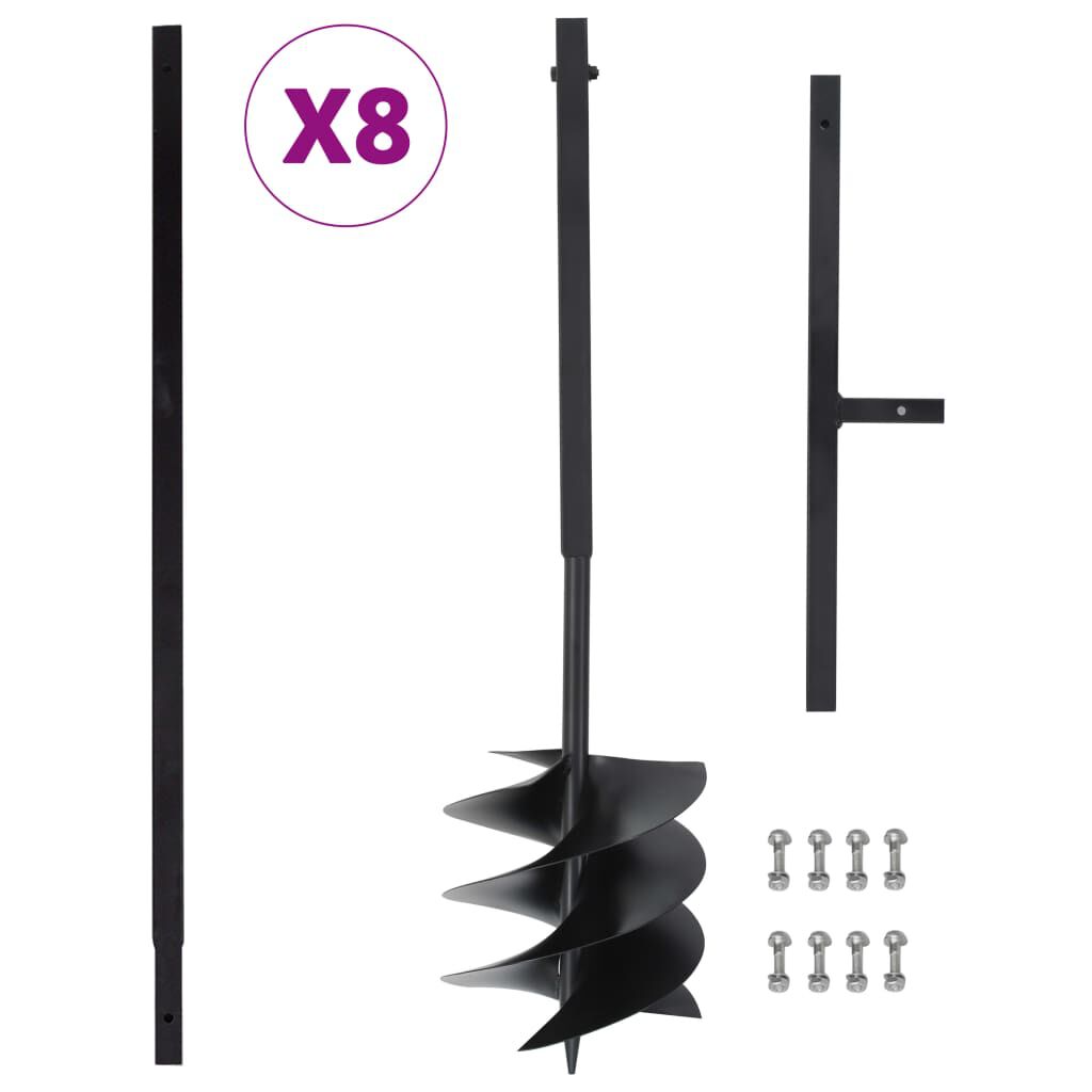 vidaXL Grondboor met handvat, 250 mm, uitschuifbaar, 8 m, staal