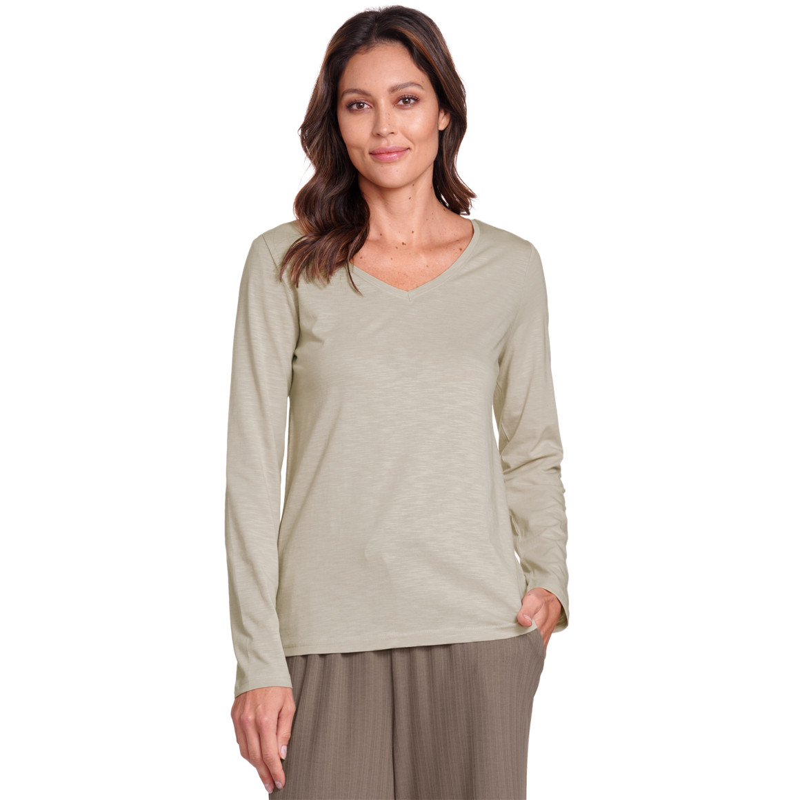 Gina Benotti Damen Langarmshirt aus Flammgarn beige