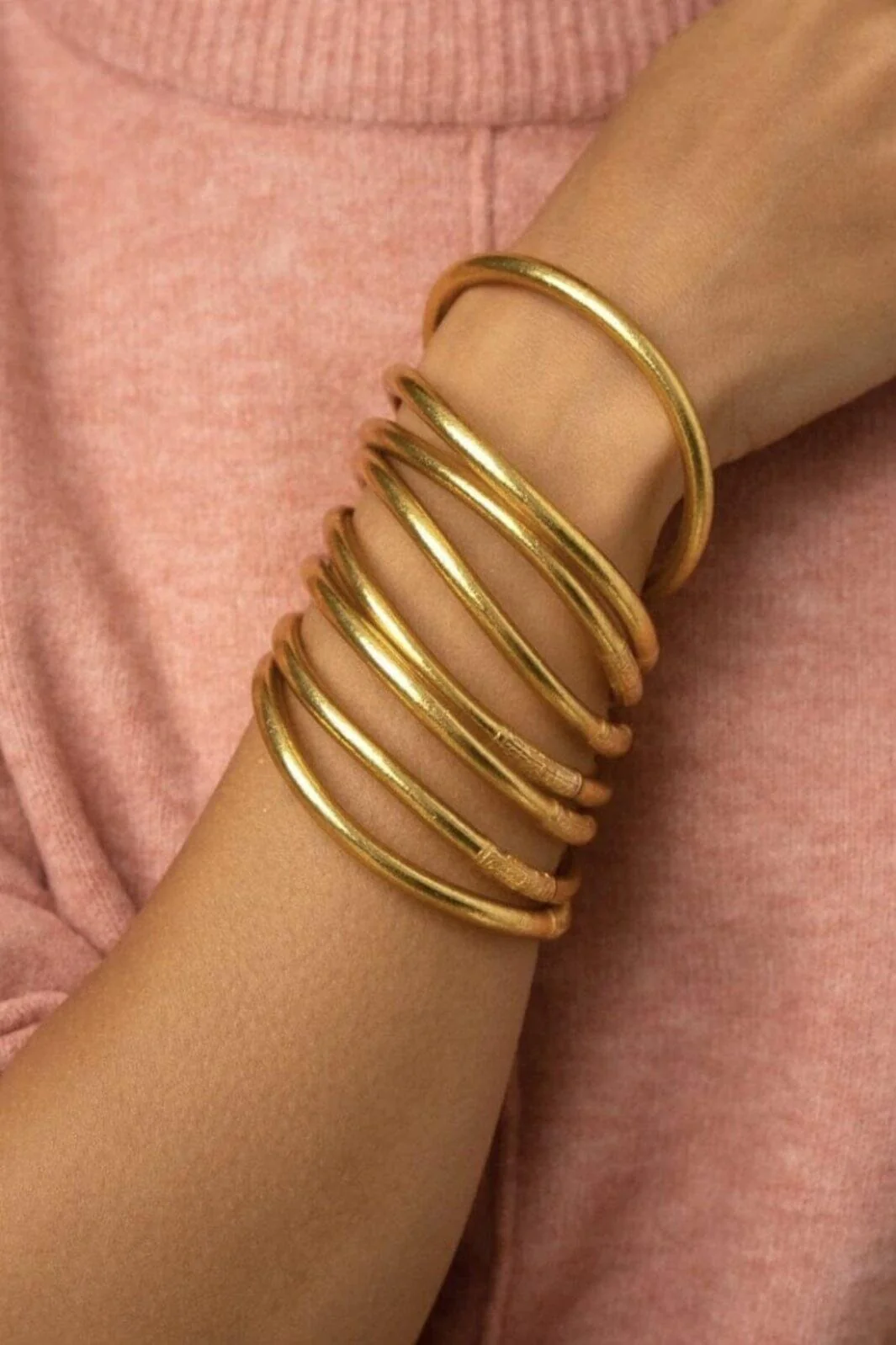 O element Thick Golden Buddhist Bangle L