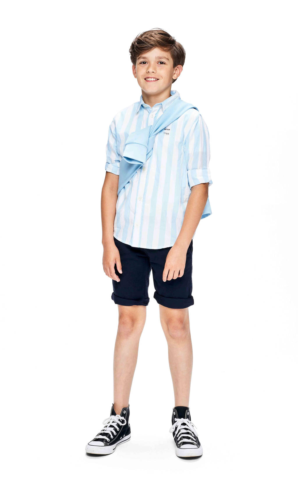 Retour Jeans gestreept overhemd Dion lichtblauw/wit
