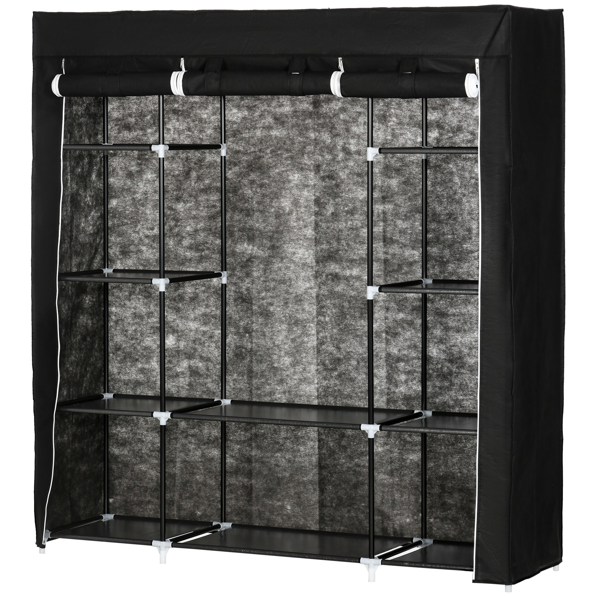 HOMCOM Stoffschrank mit Abdeckung schwarz 150L x 43B x 162,5H cm